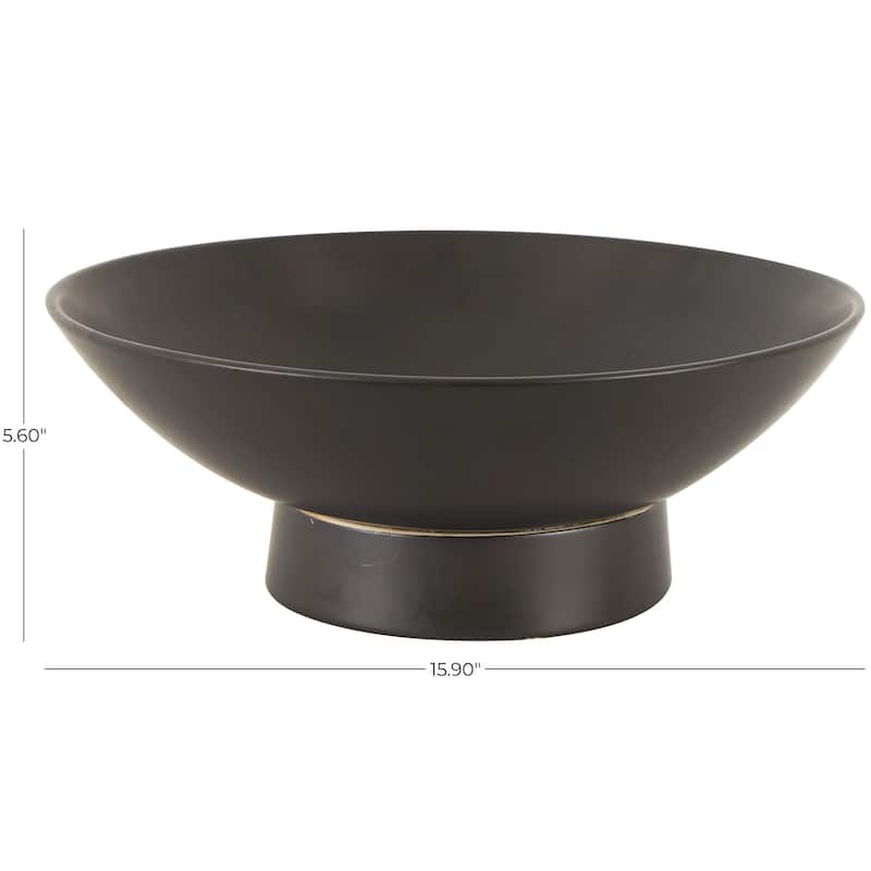 Black or White Ceramic Wide Decorative Bowl with Elevated Base