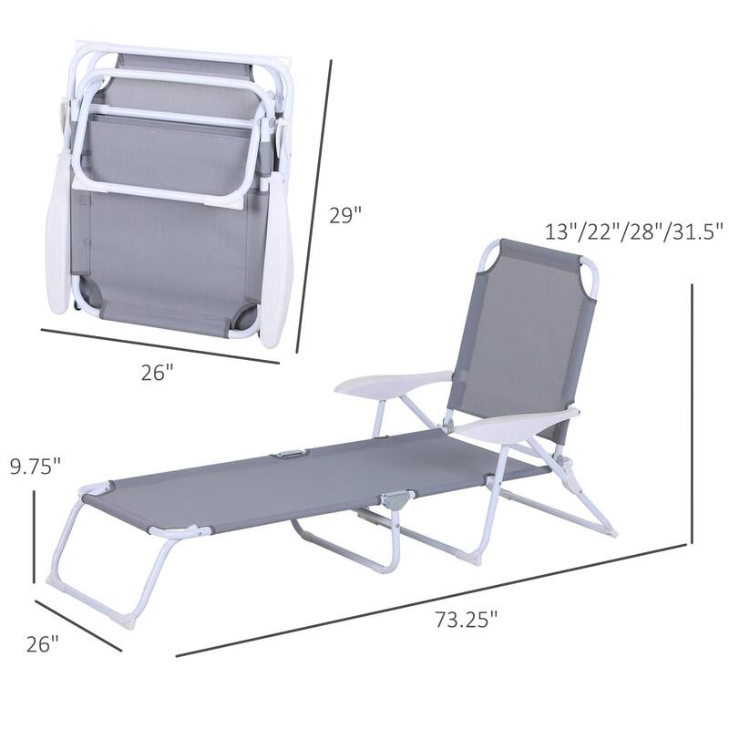 Outdoor sun loungers with adjustable folding armrests