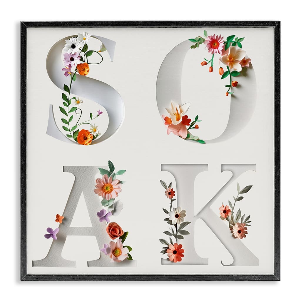 Stupell Floral Bathroom Soak Letters Framed Giclee Art Design By Susan Arnot
