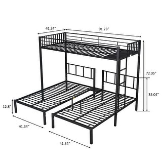 Noise Reduced Design Bunk Bed with Space saving, Separable into Three Twin Bed, Black
