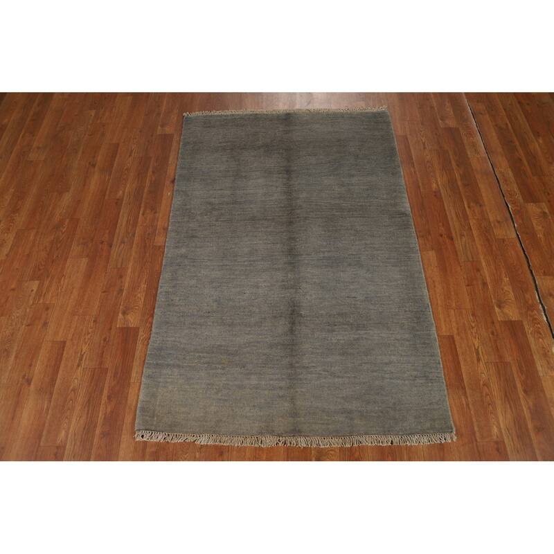 Hand Knotted Oriental 100% Wool Carpet Modern Modern Greys & Charcoal Gabbeh Area Rug - 4' 11'' X 3' 3''