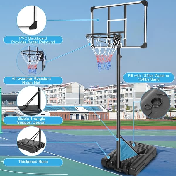 slide 2 of 8, Transparent Goal Basketball Height Adjustable Backboard with Wheels,Outdoor Indoor Basketball Goal Game Play Clear