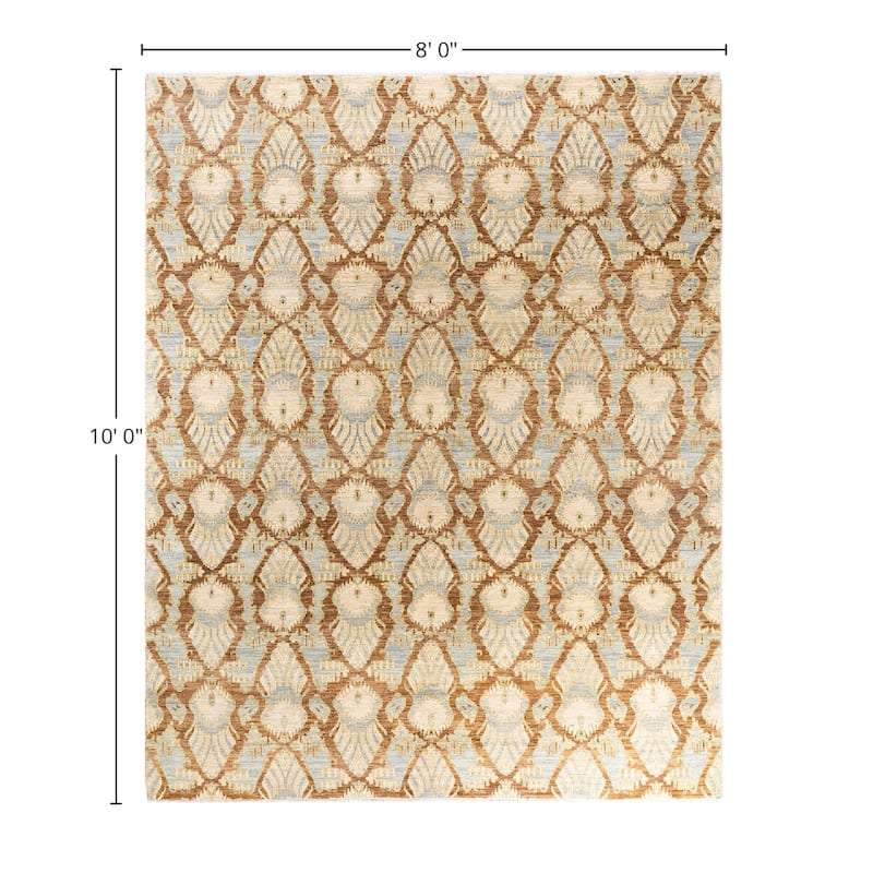 Ikat One-of-a-Kind Hand-Knotted Area Rug, Beige - 8' 0" x 10' 0"