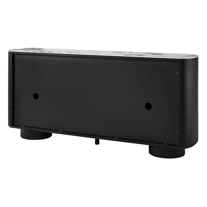Spruce & Spring Modern Black Oak Sideboard with White Ceramic Top