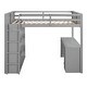 preview thumbnail 14 of 20, Full Size Loft Bed with Desk, Shelves and Drawers, Space-Saving Multi-Functional Bed Frame with Guardrails and Ladder