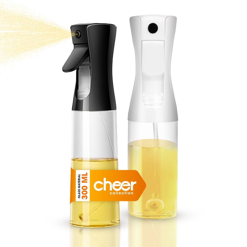 Cheer Collection Set of 2 Multi-Use Glass Oil Sprayer Bottles