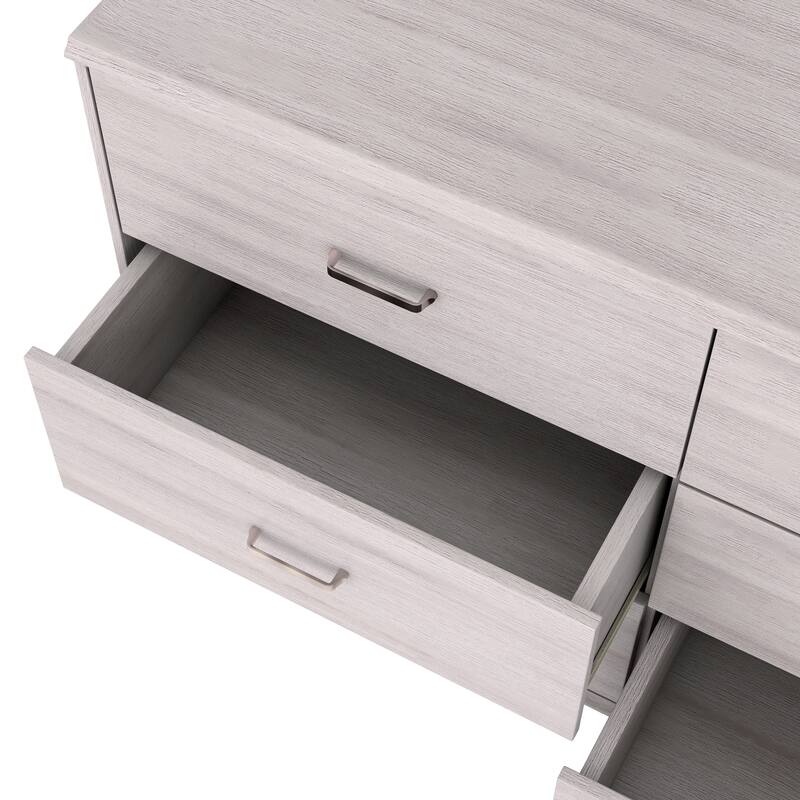 DH BASIC Contemporary 47-inch Wide 6-Drawer Dresser with Bar Pulls by Denhour