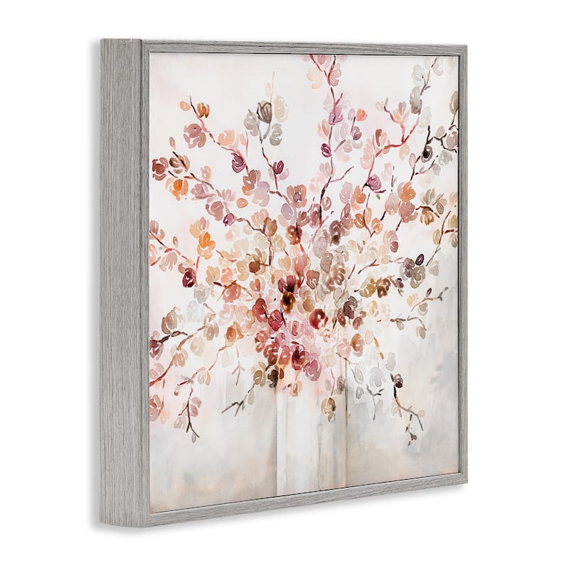 Stupell Abstract Warm Floral Vine Bouquet Expressive Red Flowers Framed Wall Art