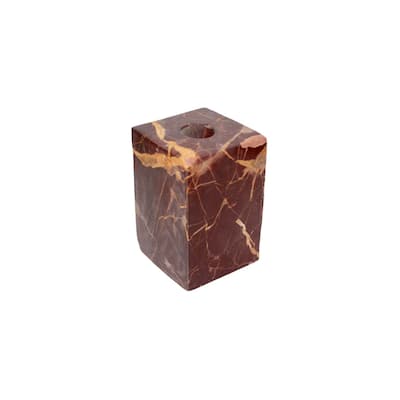 Small Abstract Square Marble Candle Holder - 4" - Red
