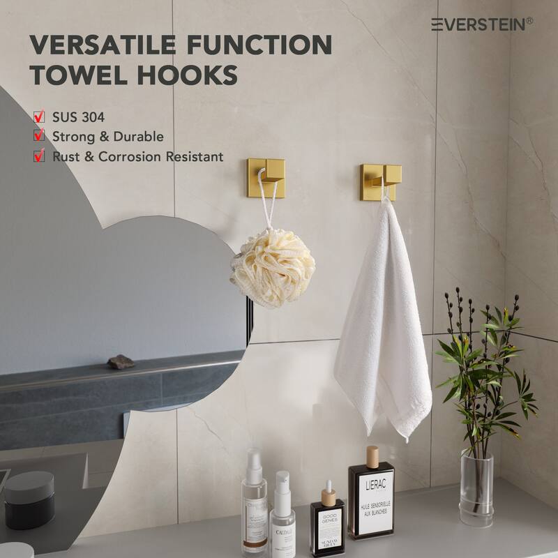 4-Piece Bathroom Hardware Accessories Set, Wall Mount Towel Bar, Toilet Paper Holder, Hand Towel Rack 1 Towel Hooks