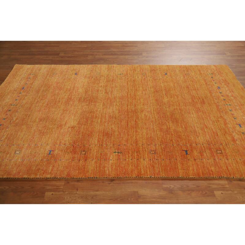 Gabbeh Indian Area Rug Handmade Orange Wool Carpet - 4'11" x 7'7"