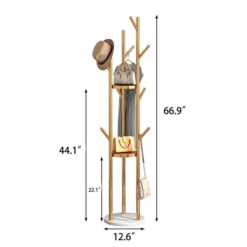 Freestanding 66.9 In Metal Coat Rack Stand with Marble Base