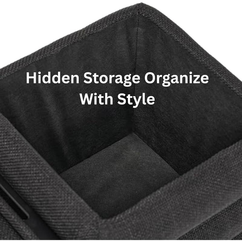 Modern Cube Ottoman with Tray Top and Hidden Storage Linen Seat