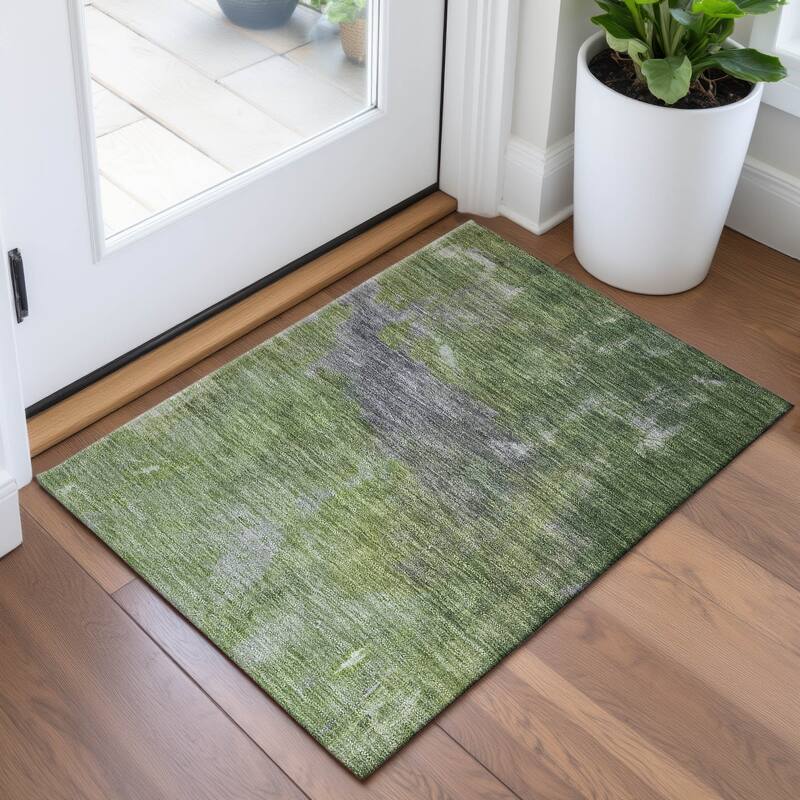 Premium Washable Super Soft Chic Ombre Mayfield Rug - Green - 1'8" x 2'6"