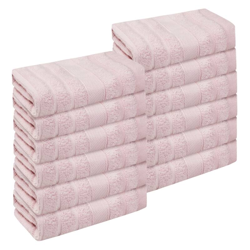 Striped 12 Pack Washcloths, Pure Cotton Face Towels, Comfort Towels for Bathroom, Hotel, Spa 14"x14"