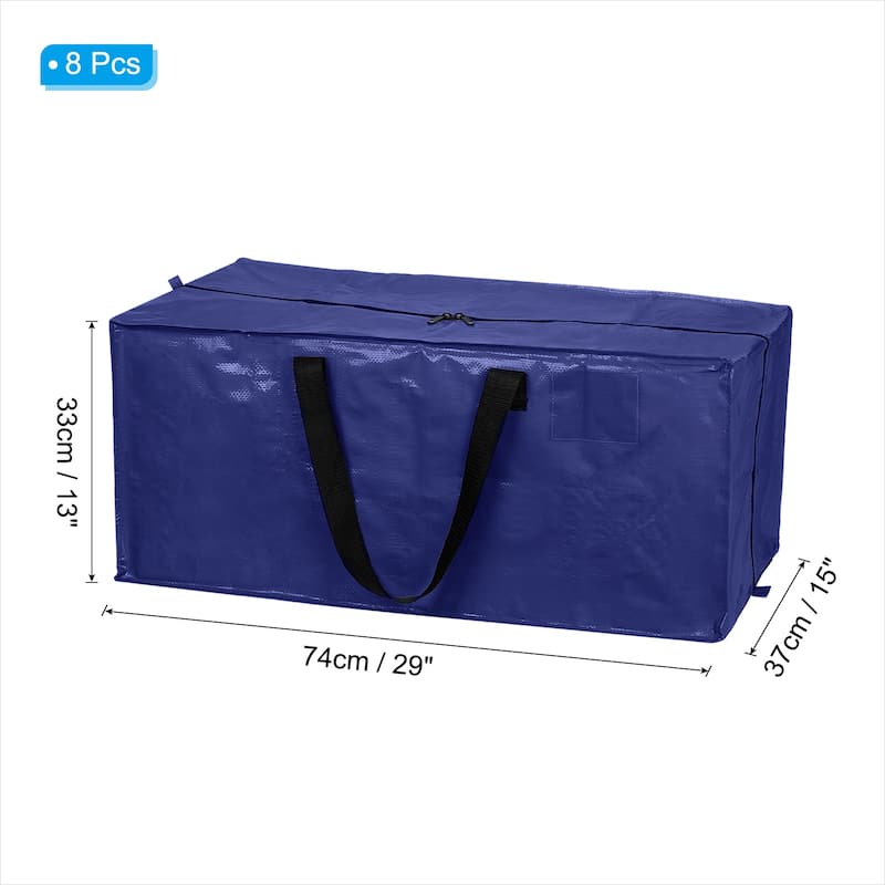 8 Pack Oversized Moving Bags with Zippers&Handles 29x13x15inch - Dark Blue