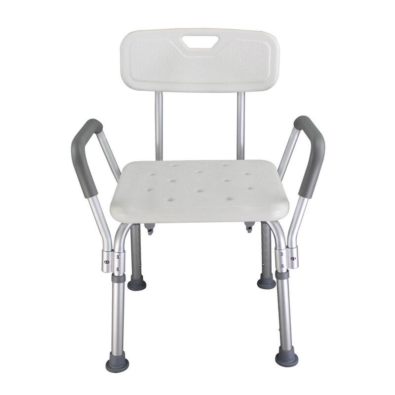 Aluminum Alloy Elderly Bath Chair with Backrest Shower Chair - White
