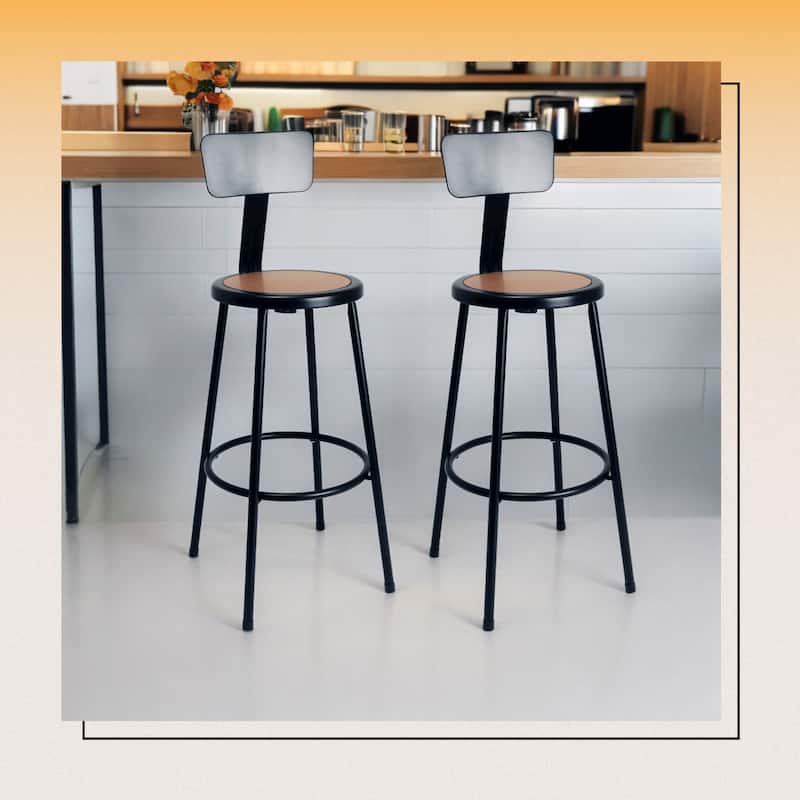 Hampden Furnishings Felix Collection Steel Stool with Backrest, AssemblyReady