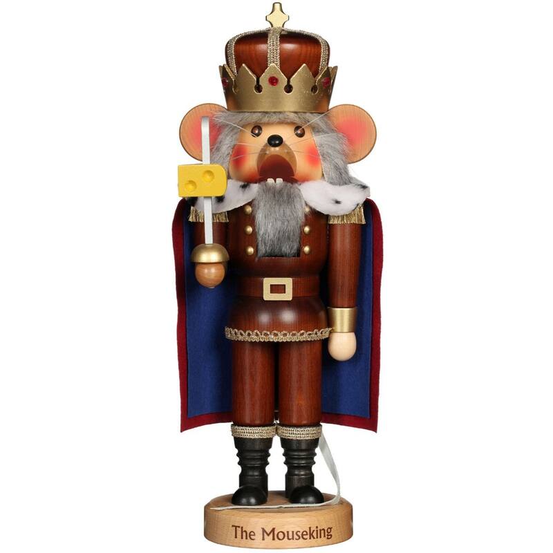 16.5" Free Standing Christian Ulbricht Handcrafted Wooden Mouse King Nutcracker
