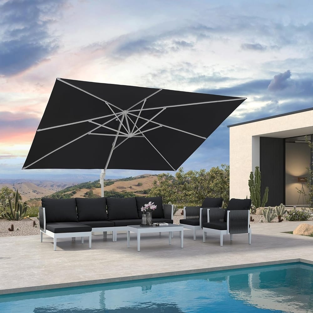 PURPLE LEAF 10 x 13 ft White Cantilever Patio Umbrella with 360 Degree Rotation