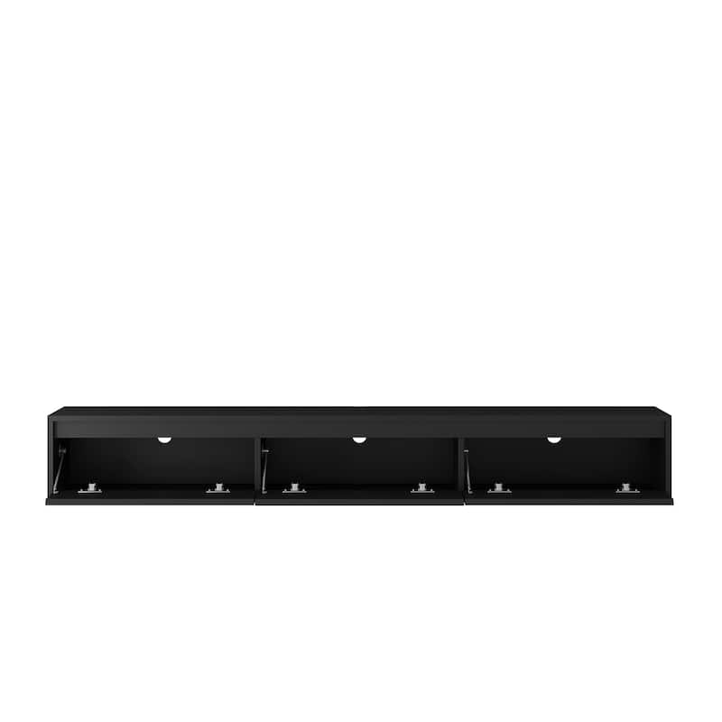 64.96" Floating TV Stand with Open Shelves, LED Lights and Power Outlet for TVs Up to 60"