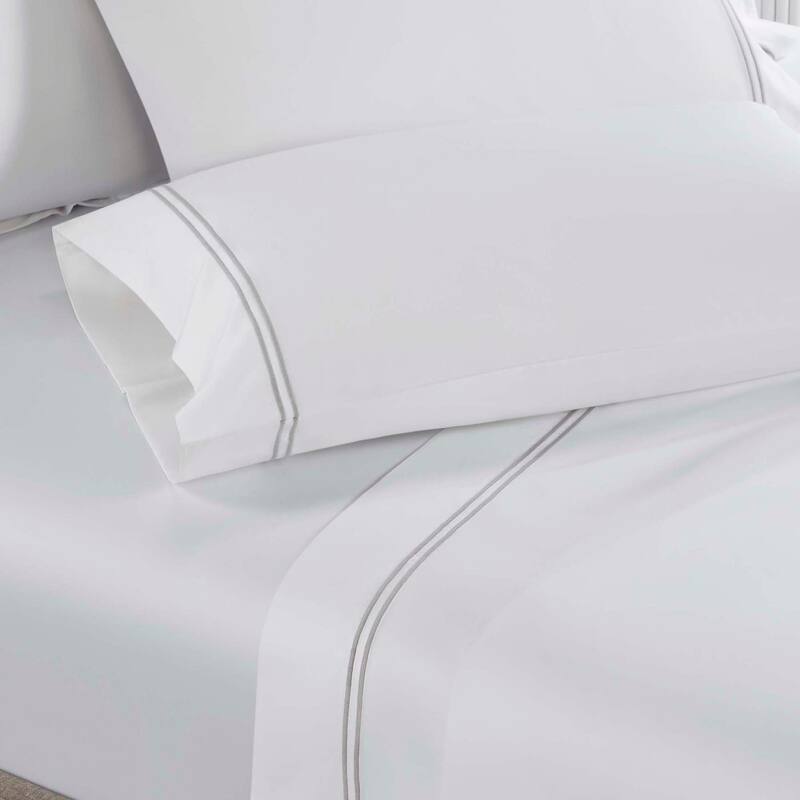 Superior Fieldstone Cotton Two-Line Embroidered Bed Sheet Set