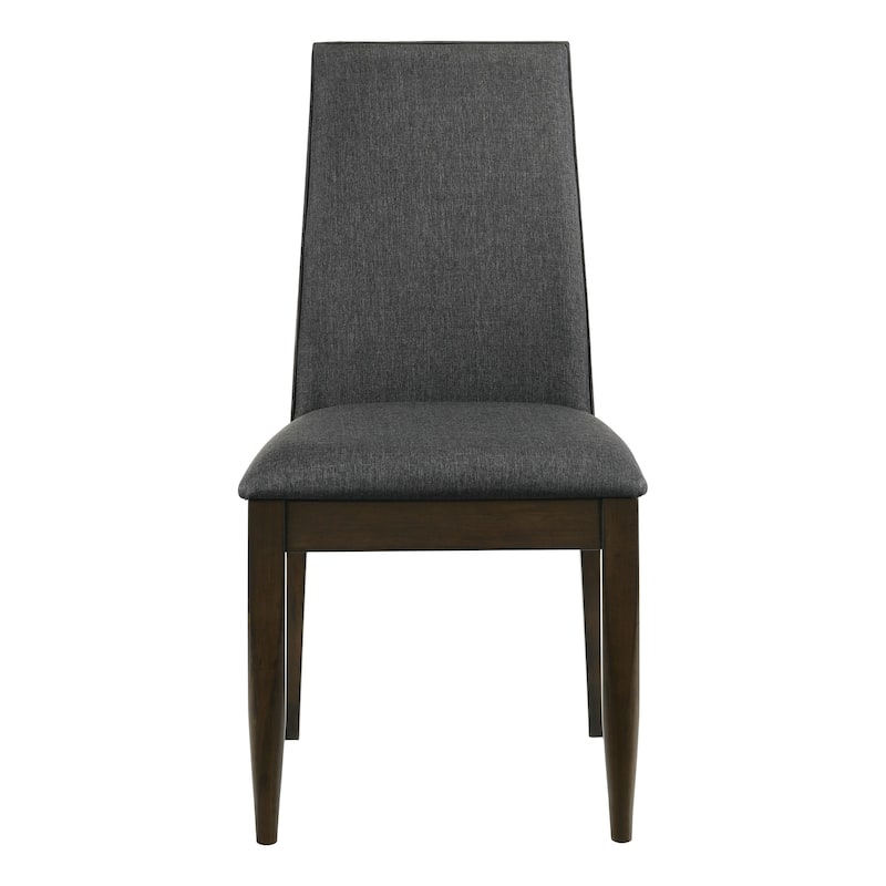 19 Inch Side Chairs, Set of 2, Gray Fabric, Tall Sloped Back, Parson Style