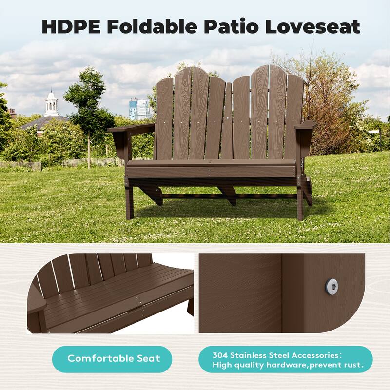 Outdoor HDPE Foldable Patio Loveseat
