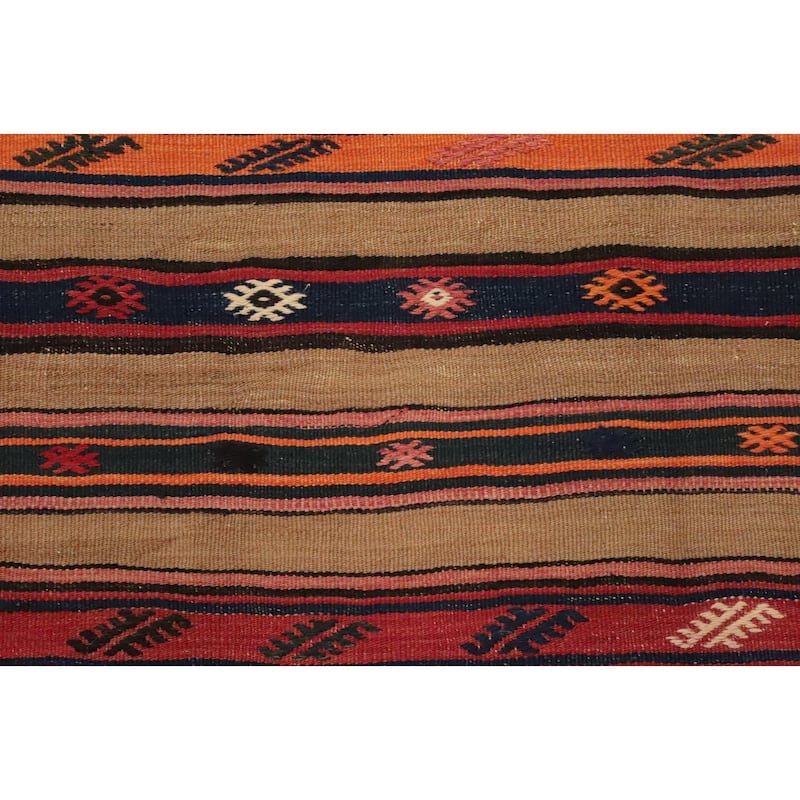 Hand Woven Oriental 100% Wool Carpet Southwestern Tribal Multi-Colored Kilim Area Rug - 8' 4'' X 4' 9''