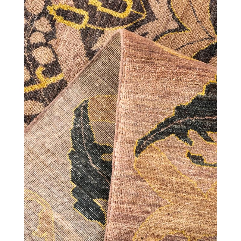 Overton Hand Knotted Wool Vintage Inspired Modern Contemporary Arts & Crafts Black Area Rug - 9' 2" x 11' 8"