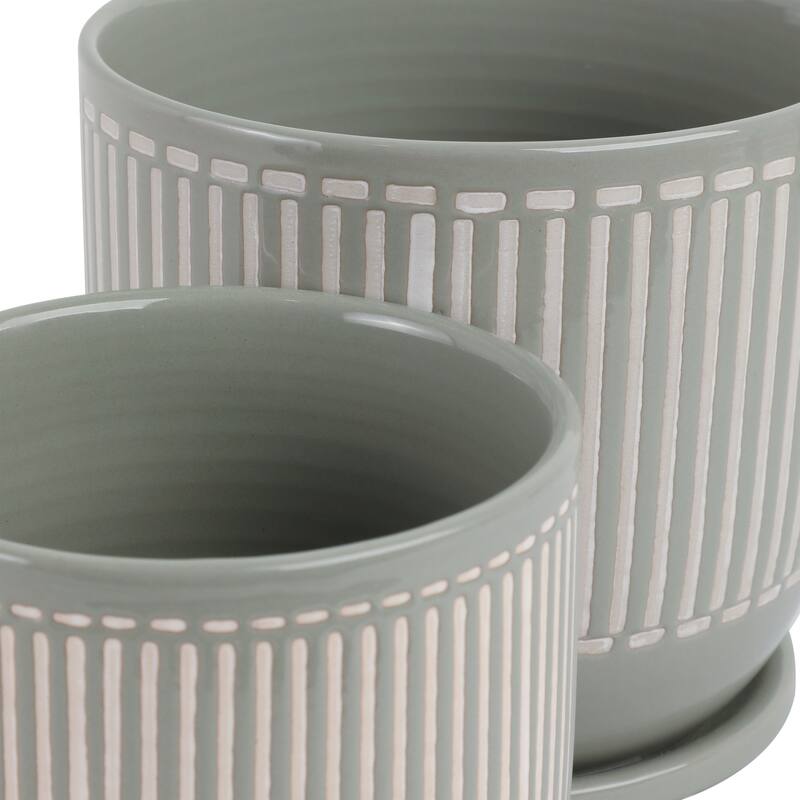 Ceramic Circular Saucer Planters Set of 2 - 6/8 in.