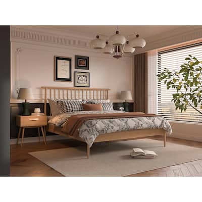 Isabella Mid Century Bed - Solid American White Oak