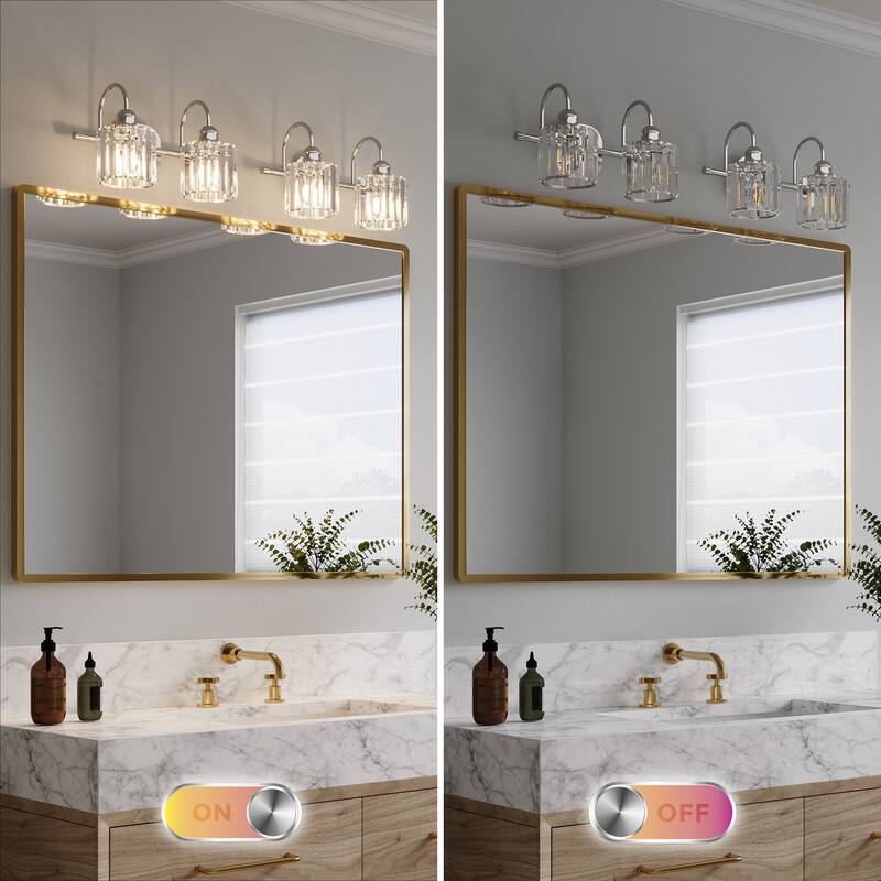 ExBrite Modern Rose Gold Dimmable Bathroom Crystal Vanity Lights