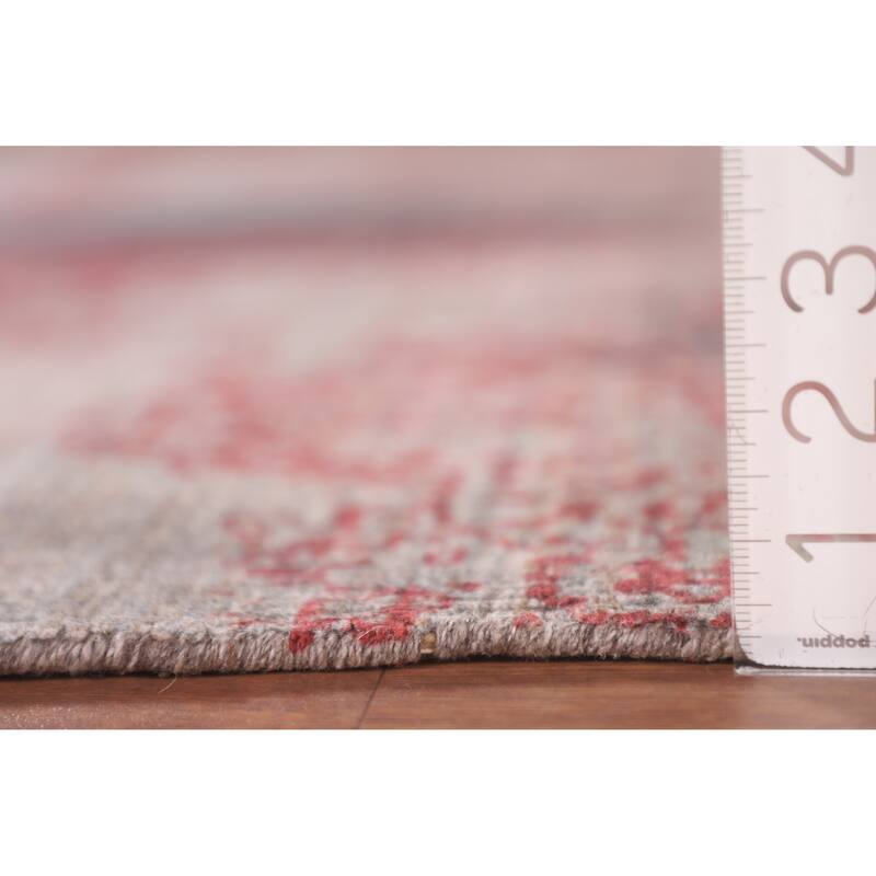 Pink Abstract Area Rug Handmade Contemporary Wool Carpet - 5'1"x 8'3"