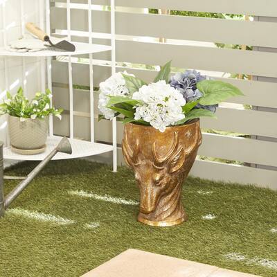 Bronze Polystone Traditional Planter - 10"L x 10"W x 14"H