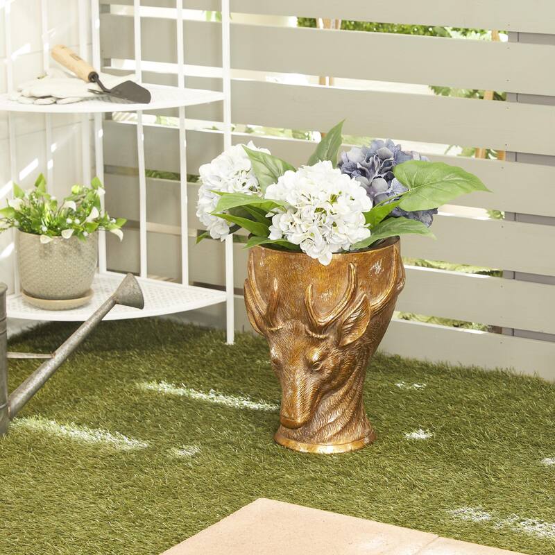 Polystone Deer Planter - Bronze - Roche River Decor