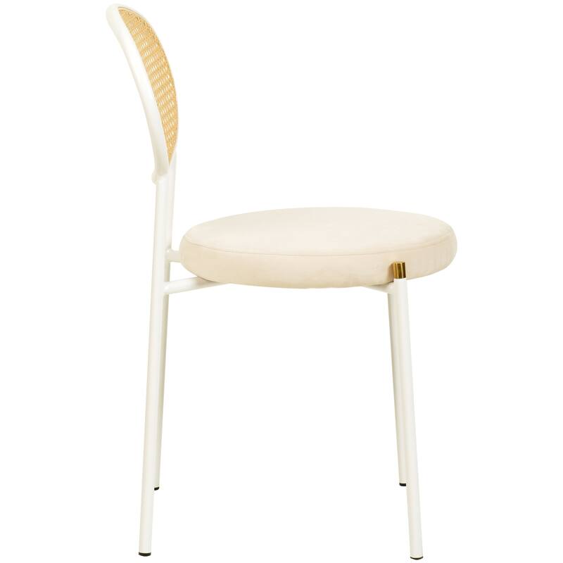 LeisureMod Euston Set of 4 Velvet Modern Dining Chair - Wicker Back Accent Chair for Home Living Room & Kitchen
