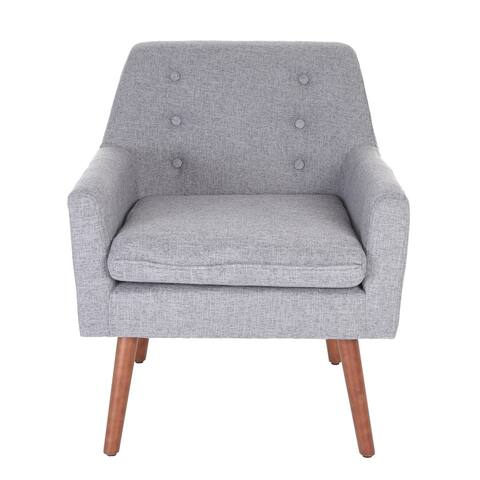 Accent Arm Chair Modern Upholstered Button Tufted Wood Legs