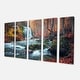 preview thumbnail 4 of 23, Autumn Mountain Waterfall Long View Landscape Photo Canvas Print - Orange