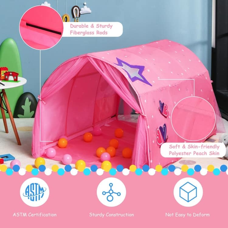 Kids Galaxy Starry Sky Dream Portable Play Tent with Double Net Curtain - 57" (L) x 40" (W) x 32.5" (H)