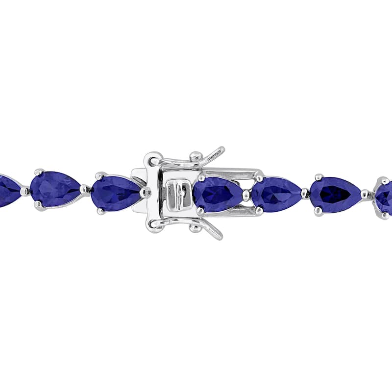 Miadora 13.5ct TGW Created Blue Sapphire Bracelet in Sterling Silver