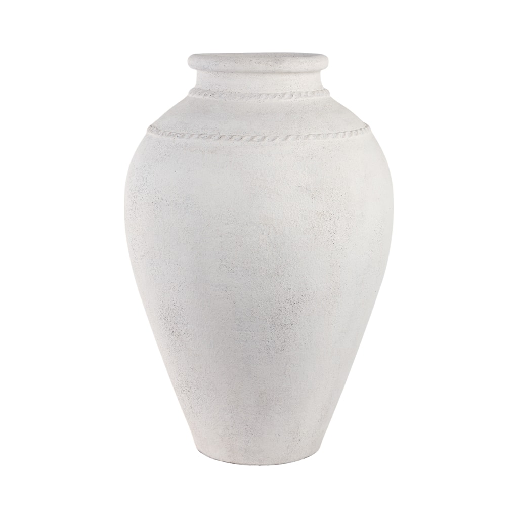 Pottery Terracotta Vase with Sculpted Rim Detail and Textured Surface