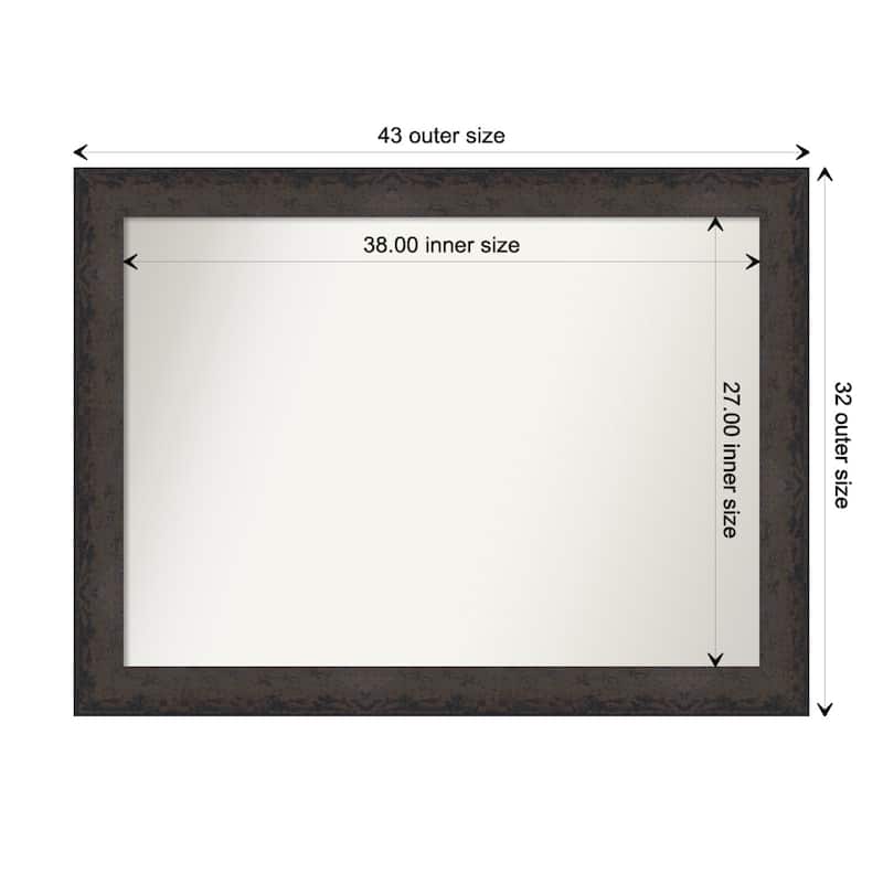Dappled Non-Beveled Wood Framed Bathroom Vanity Wall Mirror - Dappled Black Brown - Glass Size 38x27