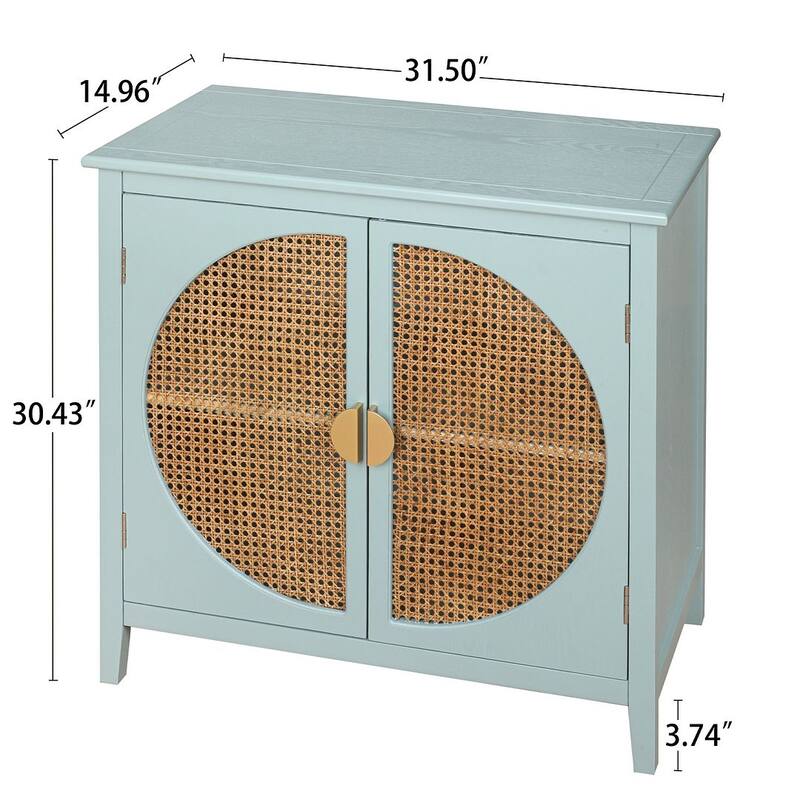 Woven Rattan Wicker Doors Accent Cabinet Sideboard