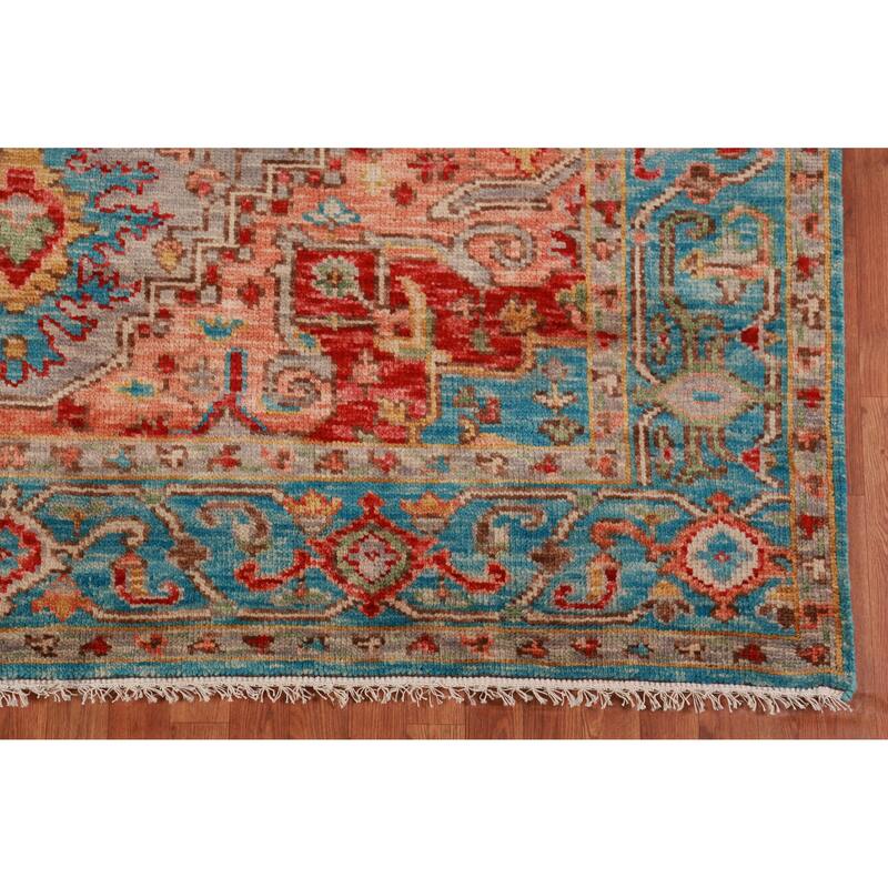 Geometric Oushak Oriental Area Rug Handmade Wool Carpet - 7'9" x 9'11"