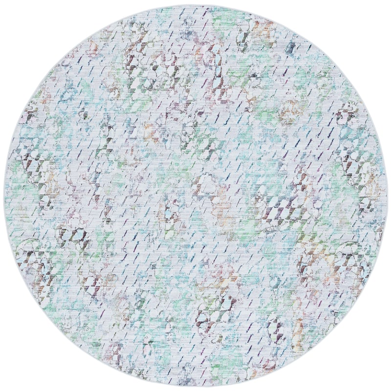 SAFAVIEH Tacoma Sahira Machine Washable Slip Resistant Modern Rug - 6' Round - Grey/Green