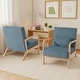 preview thumbnail 33 of 141, 25" W Mid Century Upholstered Wood Accent Chair with Pillow set of 2