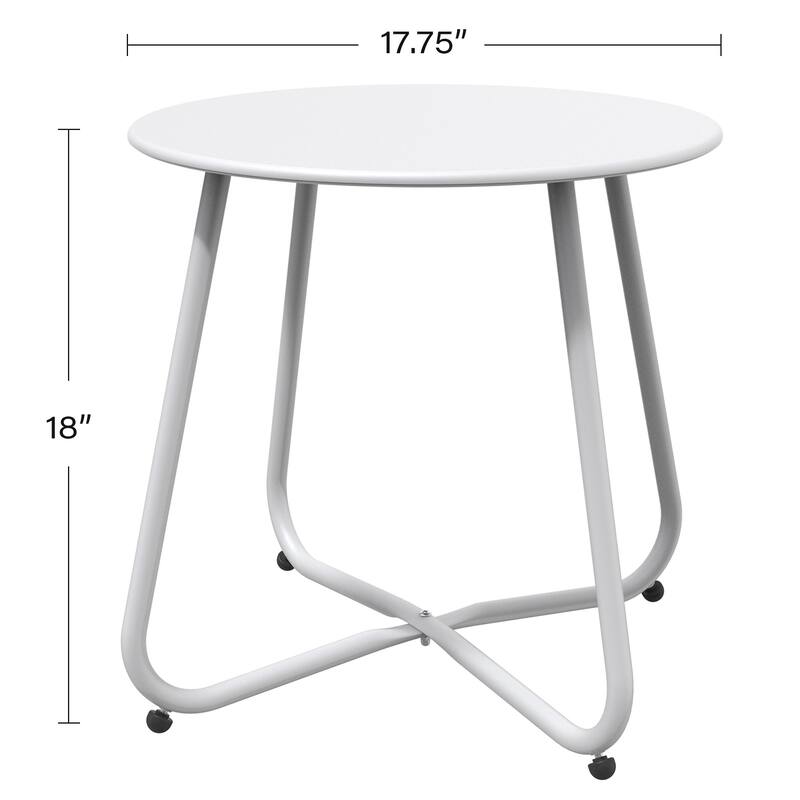 Outdoor Side Table, 18'' Small Round Side Table with Adjustable Fee