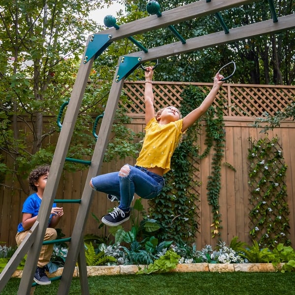 EastVita 7 In 1 Toddler Slide And Swing Set, Kids Freestanding Slide Climber With Swing And Basketball Hoop Soccer Golf And Ring Toss Game Playset - Foto 13