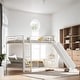 preview thumbnail 1 of 36, Twin over Twin Size Metal Bunk Bed with Slide and Guardrails, White